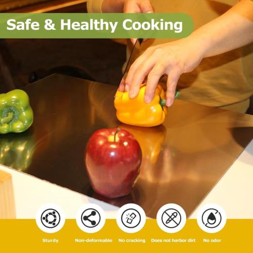 OTAVILEM Stainless Steel Cutting Boards for Kitchen, Kneading Cutting Board Mats, Metal Cutting Board for Meat, Fruits, Vegetables, Bread, and Baking Large Cutting Boards 19.7L x 15.7W