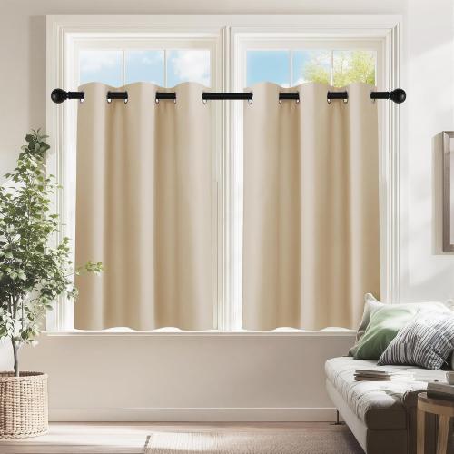 PONY DANCE Blackout Small Window Curtains for Bathroom 36 inch Length