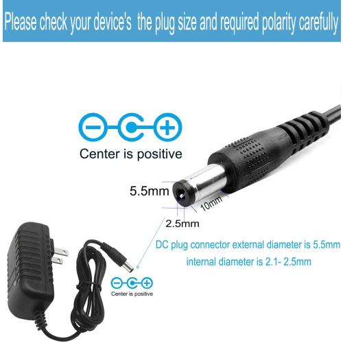 DC 12Volt 2A Power Supply Adapter 24W AC DC Wall Adapter 100-240V AC to DC 12V 2A 1.5A Power Adapter Cord Converter with 5.5mm x 2.5mm Compatible with 5.5x2.1mm Tip 12V ac/dc Transformer