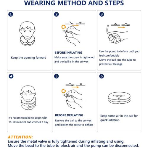 Cervical Neck Traction Device for Instant Neck Pain Relief - Inflatable & Adjustable Neck Stretcher Neck Support Brace, Best Neck Traction Pillow for Home Use Neck Decompression (Blue)