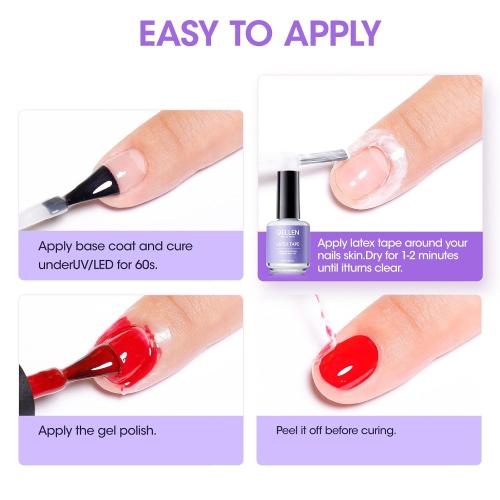 Gellen Liquid Latex for Nails, 2 Pcs Peel Off Protector, 1 Fl.Oz, White