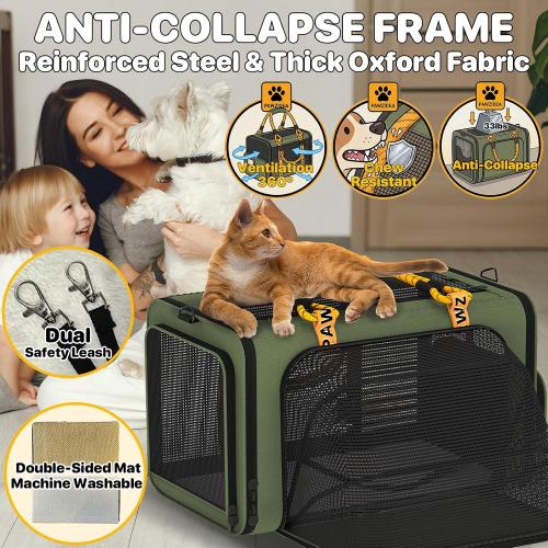 PAWZIDEA Expandable Large Pet Carrier, Soft-Sided 2–4 Cats Carrier Up 55lbs