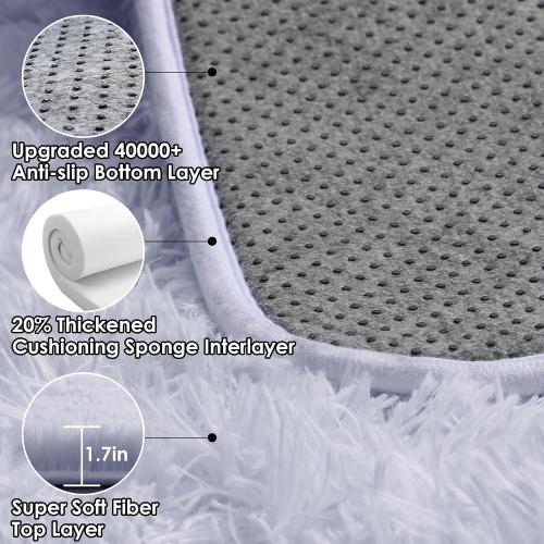 White Runner Rugs for Bedroom Living Room, Fluffy 2x6 Bedside Soft Area Rug