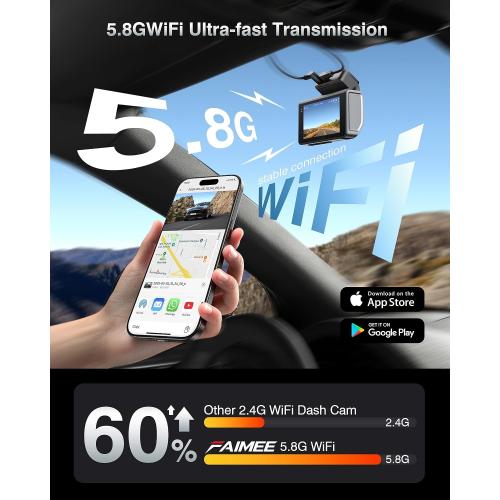 FAIMEE 4K Dash Cam Front and Rear, Night Vision, WDR, Free Card Included