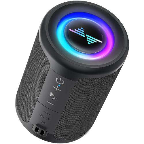 LENRUE Small Portable Bluetooth Speaker with Lights, TWS Stereo Surround Sound, Type C Powered, Bluetooth 5.3, AUX TF Card Input, Wireless for Outdoor Home, Coolest Gifts