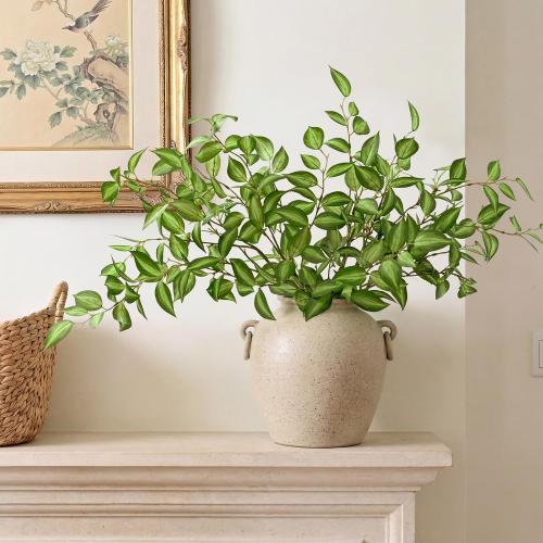 Waipfaru 5PCS Greenery Stems for Vases, 32.7 inch Artificial Eucalyptus Green Fake Leaves Branches, Faux Olive Silk Plants for Centerpieces Vase Filler Home Kitchen Decor