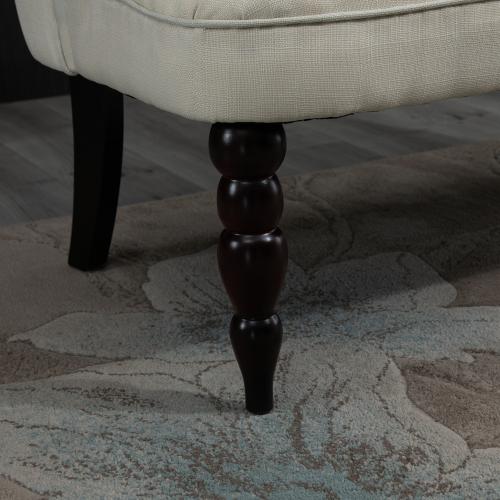 HomCom  Upholstered Armless Fabric Loveseat with Button Tufted Design for Living Room with Wood Legs Cream White