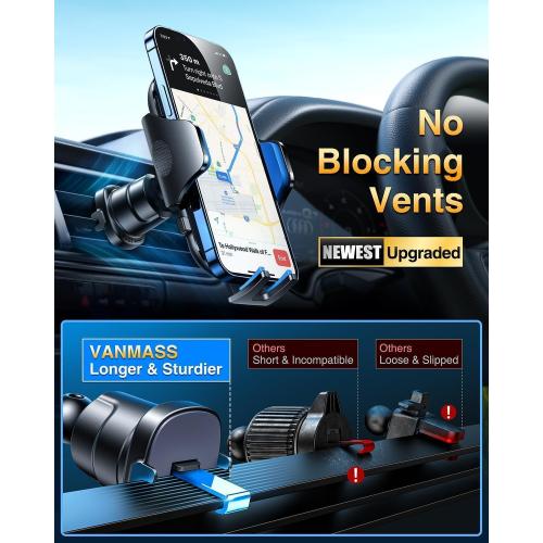 VANMASS Car Phone Holder 2026 Ultimate Military-Grade Strongest Suction & Clip Windshield Dashboard【Newest Best Strongest】 Cell Phone Automotive Dash Gauge Accents for iPhone 18 Pro Max 17 16 15 14