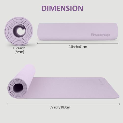 Gruper Yoga Mat Non Slip, Anti-Tear Workout Mat with Carrying Strap and Bag