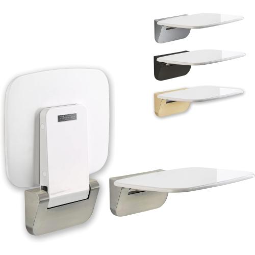 Folding Shower Seat Wall Mounted – Secure Fold Down Shower Bench, 350lbs Capacity, Space-Saving & Easy to Clean, Satin Nickel