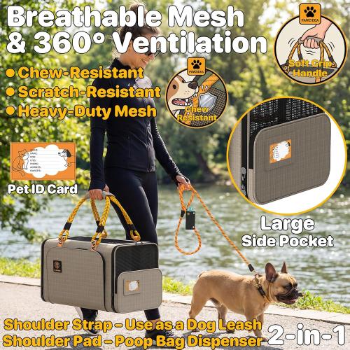 PAWZIDEA Expandable Pet Carrier for Small Cats & Dogs, TSA Airline Approved
