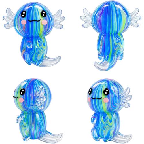 2 Packs Axolotl Squishy Stress Relief Toy, Glitter Stretchy Axolotls Stress Soft Squeeze Sensory Fidget Toys for Kids Adults, Cute Axolotls Squishies Party Favors Classroom