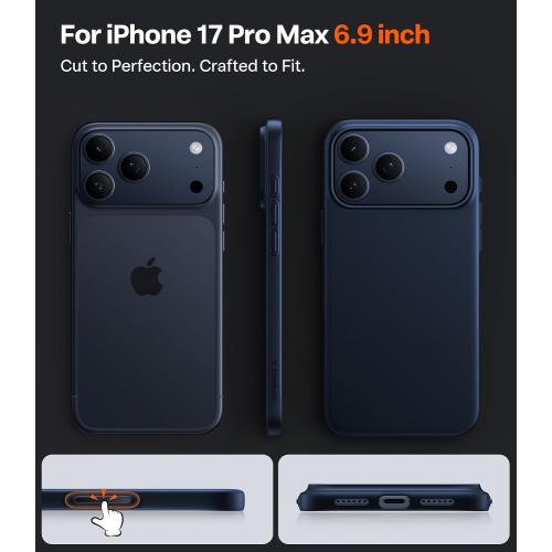 TORRAS Magnetic Slim Fit Case for iPhone 17 Pro Max Thin Deep Blue | Fit for MagSafe, Matte Hard Bayer PC Material, Anti-scratch, 6.9-inch OriginFit, Ultra Slim Lightweight Protective Hard Cover