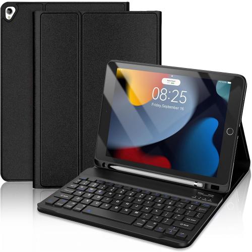 Keyboard Case for iPad 9th/8th/7th Generation 10.2 Inch, Detachable Wireless Rechargeable Keyboard [Support 3 System], Slim Folio Stand Cover with Pencil Holder for iPad Pro 10.5/ iPad Air 3rd Gen