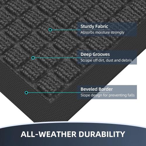 Front Door Mat Outside Entrance, Heavy Duty Doormat, 29.5x17