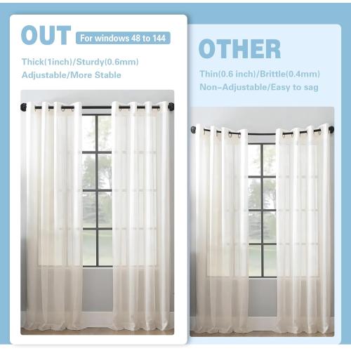 Byondeth Curtain Rods for Windows 16 to 144 Inches Adjustable Blackout Wrap Around 1 Inch Diameter Curtain Rod, Black