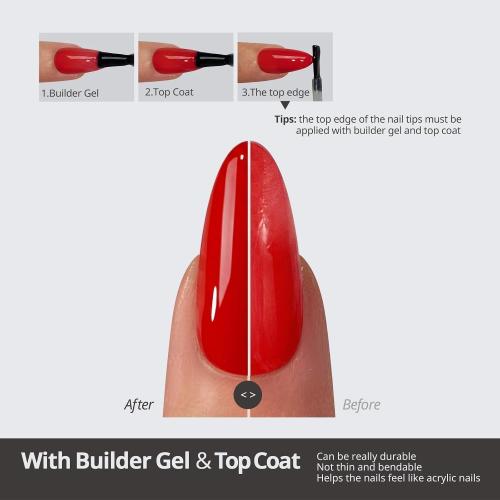 BTArtboxnails Press On Nails, Extra Short Almond Red Fake Nails, 160Pcs