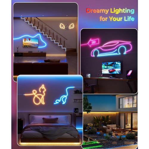 DeckTok Led Neon Rope Lights - 16.4FT Flexible Led Rope Lights RGB IP65