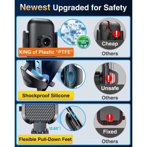 [True Military-Grade] Car Phone Holder VANMASS [Upgraded Strongest Suction&Clip] Cell Phone Mount for Dashboard Windshield Vent Kit, Truck Cradle Stand for iPhone 18 Pro Max 17 16 15 Android,Ink Black