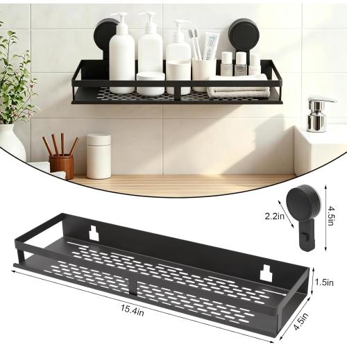 Suction Cup Shelf for Mirror,No Drill Carbon Steel Rack