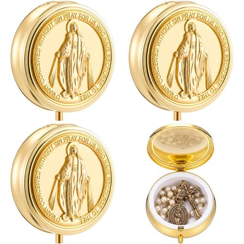 Nosiny 4 Pcs Vintage Rosary Bead Box Catholic Gift Rosary Case for Women