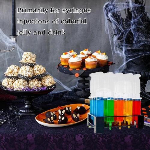 125 Pack Jello Syringes with Caps, 10ml Reusable Plastic Syringes for Party Desserts, Jelly, Pudding, Juice - BPA-Free Halloween Thanksgiving Christmas Birthday Supplies