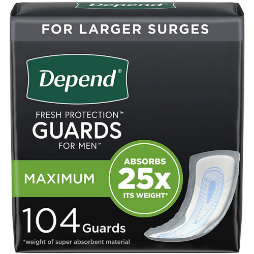 Depend Incontinence Guards for Men, Maximum Absorbency (52 ct., 2 pk.)