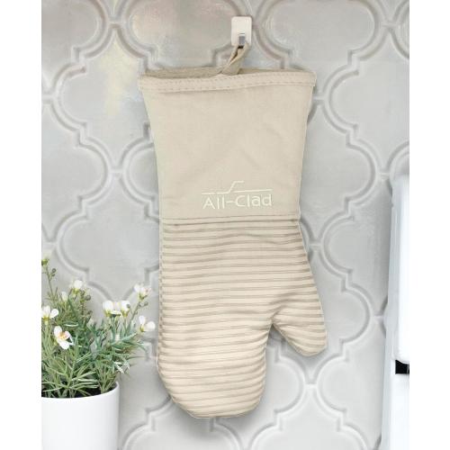 All-Clad Silicone Oven Mitts: Heat Resistant up to 500 Degrees - 100% Cotton & Silicone, 14x7 Oven Mitt for Kitchen and Barbeque, 2-Pack, Almond