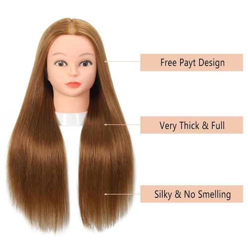 Opini Mannequin Head with 80% Human Hair 26-28 Doll Head for Hairdresser