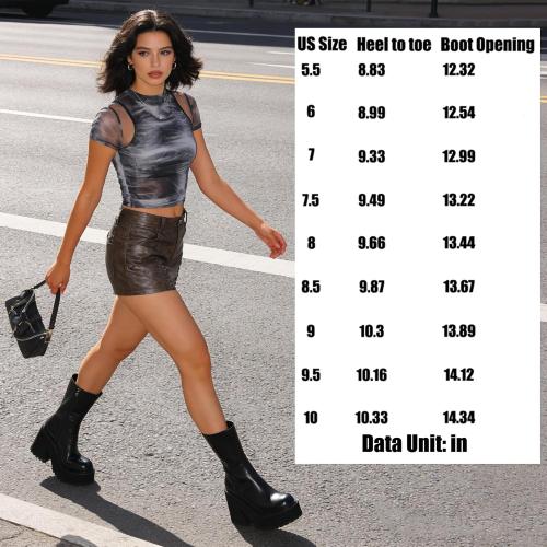 AMINUGAL Platform Ankle Boots for Women Chunky Block Heel