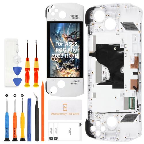 Olivechard Original For ASUS ROG Ally 2023 RC71L Screen Replacement Assembly 7 120Hz FHD (1920x1080) IPS LCD Display with White Frame – 500 Nits Brightness, Anti-Fingerprint Touch Screen Digitizer