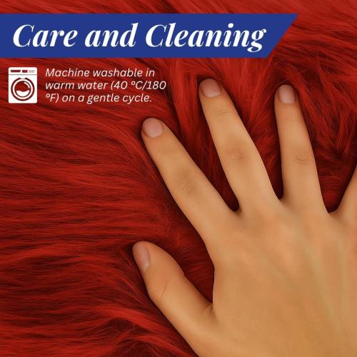 Andalus Brands Pure Australian Sheepskin Fluffy Car Center Console Cover, Luxurious Non-Shedding Furry Arm Rest Cover for Car, Versatile for All Seasons, Red - (11.47 X 6.3)