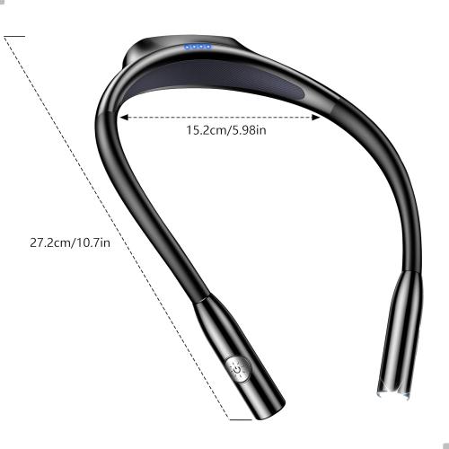 Gritin LED Neck Reading Light,Book Light for Reading in Bed-Eye Caring 3 Colors, Dimmable Brightness, Bendable Arms, 80 Hrs Runtime, Neck Round Design, Comfortable &Lightweight for Crafting, Knitting