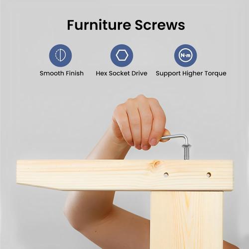 1/4-20 Bolt, 30Pcs 1/4-20 x 1-1/4 Flat Head Hex Socket Cap Screws, 304 Stainless Steel 18-8 Furniture Bolts, Full Thread (with Hex Spanner)