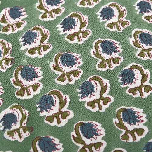 Ridhi Basil Green Block Print Ruffle Pillow Sham 20x12 Inch Set of 1