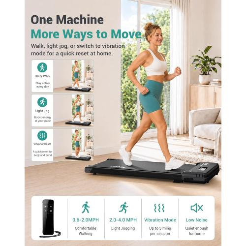 Walking Pad with Vibration Plates, 3 in 1 Walking Vibration Pad, Walking Pad with Incline, Under Desk Walking Pad with Remote Control and LED Display for Home Small Space