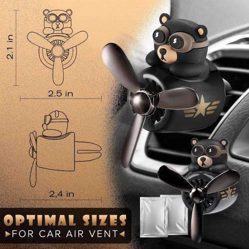 Airplane Car Air Freshener Vent Clip - Bear Pilot, Rotating Propeller