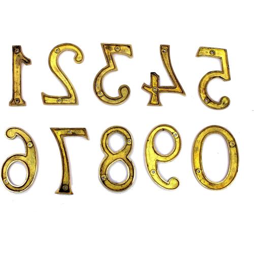 eSplanade 4 Brass House Hotel Door Number Plaque Numeric Numerical Digit 0-9 (9 (Nine))