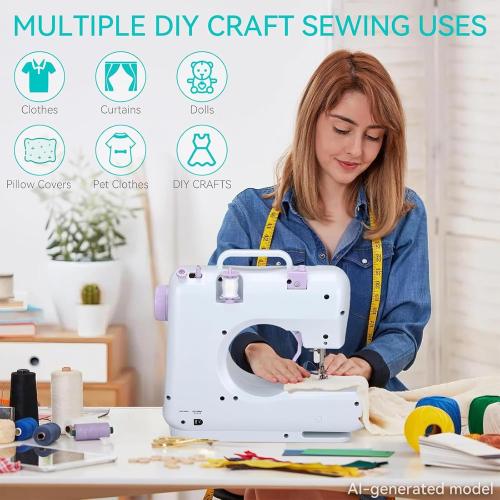 Mini Sewing Machine for Beginners, Portable Sewing Machine with 12 Stitches