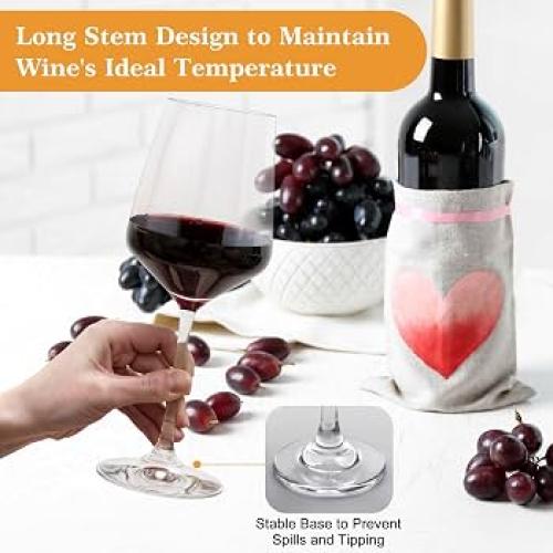 GLAZVIA Wine Glasses Set of 6, 12oz Classic Stemmed Glasses, Thick & Clear