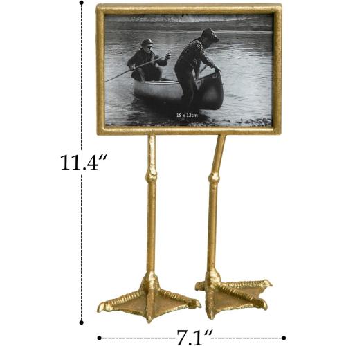 NIKKY HOME Flamingo Duck Paw Gold Picture Frame 5x7 with High Definition Glass for Table Top Desktop Display, Hawaiian Tropical Theme Elegant Gift Photo Frames for Family Friend Kid
