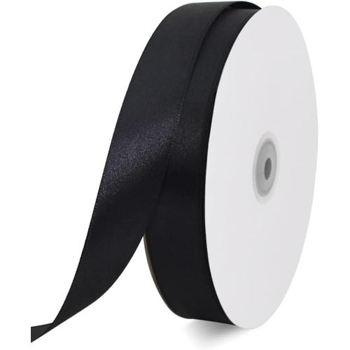 TONIFUL 1 Inch x 100yds Black Satin Ribbon, Thin Solid Color Satin Ribbon for Gift Wrapping, Crafts, Hair Bows Making, Wedding Party Decoration, Sewing, Halloween, Floral Bouquets, Christmas