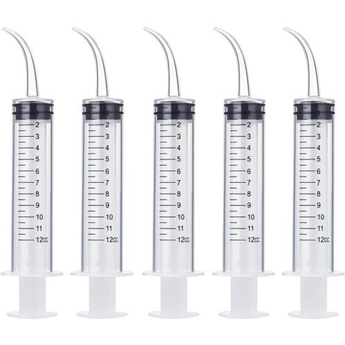 Wisdom Teeth Syringe, 5 Pack Irrigation Dental Syringes with Measure Scale & Curved Tip for Dental Care Liquid Oral Tonsil Stone