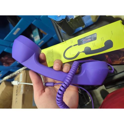Telephone Handset for Cellphone, Retro Phone Handset with 3.5mm Jack Mobile Phone Receiver Old Telephone Headset Handheld Receiver for Cell Phone(Purple)
