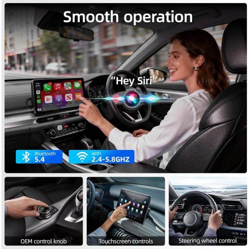 Wireless CarPlay Adapter, 5.8G Quad-Core Chip No Latency, Aerospace Silicone Cooling, Zn-Alloy & Diamond Panel, Plug & Play Wired to Wireless CarPlay Adapter