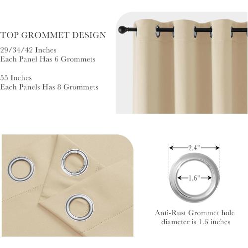 PONY DANCE Blackout Small Window Curtains for Bathroom 36 inch Length