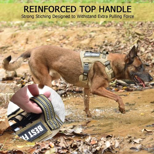 PET MARVEL Heavy Duty Dog Harness with Handle, No Pull Adjustable Outdoor Vest with Metal Buckles, MOLLE Panel & Reflective Strips for Medium Large Dogs
