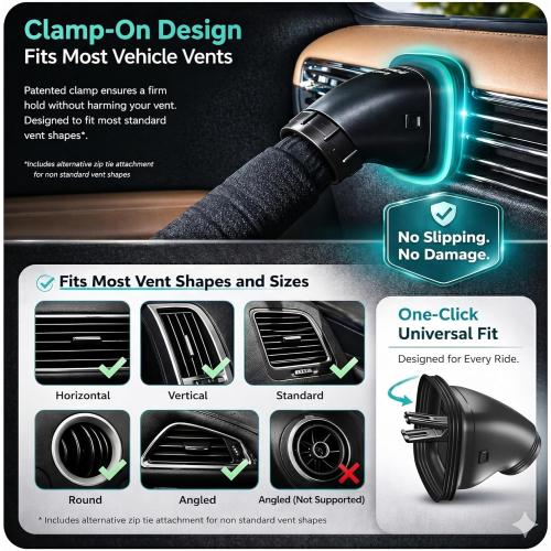 Car AC Vent Extender, Directs Air to Kids & Pets, Extends to 10 FT