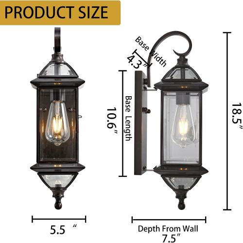18.5in Outdoor Wall Light Oil Rubbed Bronze Porch Lantern Sconce