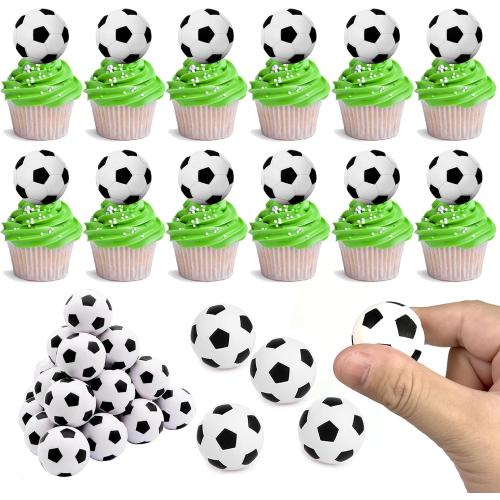 DRWATE Bundle Soccer Ball Cake Topper Decorations Mini Soccer Ball Cup Cake Decorations For Soccer Party Birthday Party Football Sport Party Supplies (Style 01)